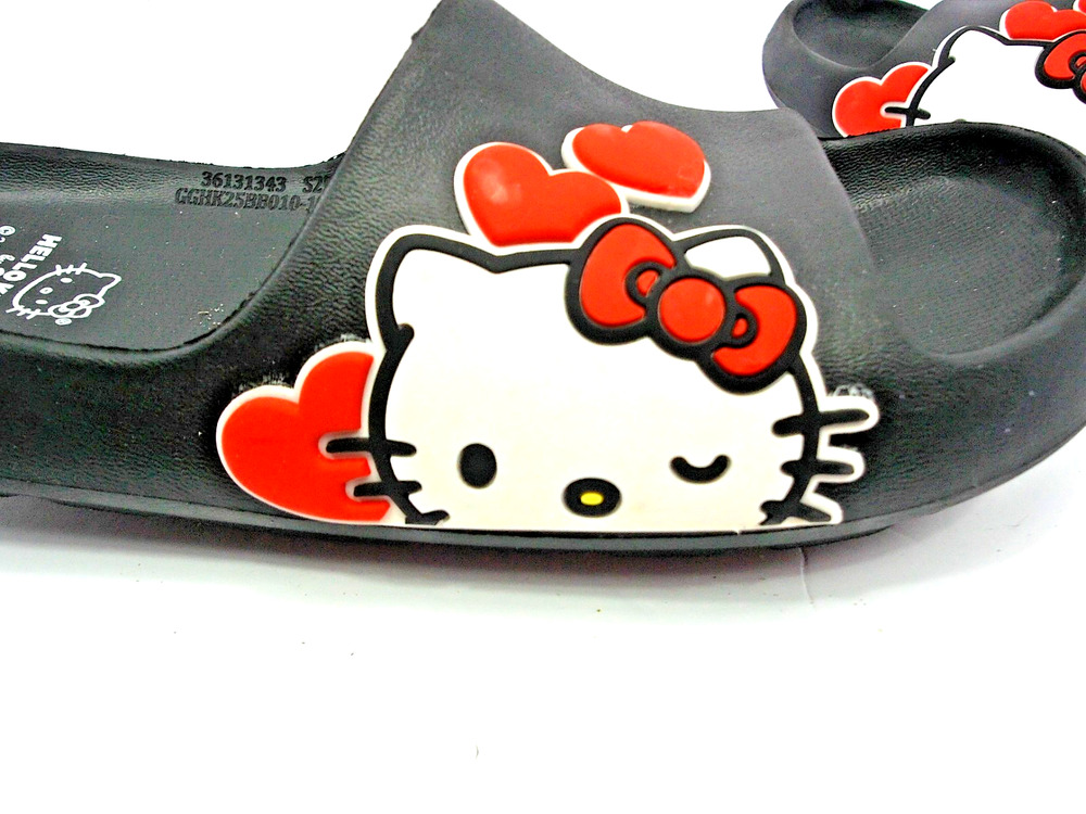Sanrio Hello Kitty EVA Slides/Sandals Slip-On Waterproof NWOT Black 4-5